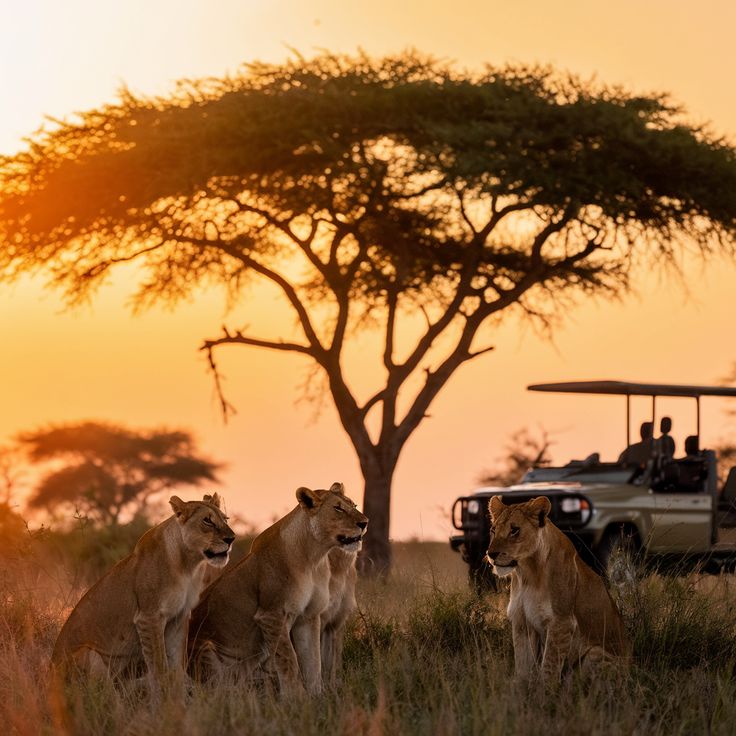 Golden Hour Safari  Lions Awaken In Masai Mara
